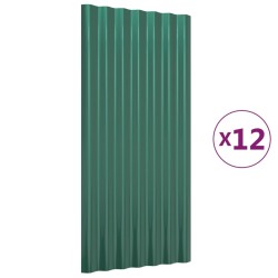 Panneaux de toit 12 pcs Acier enduit de poudre Vert 80x36 cm 