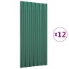 Panneaux de toit 12 pcs Acier enduit de poudre Vert 80x36 cm 