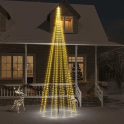 Sapin de Noël sur mât de drapeau 732 LED blanc chaud 300 cm 