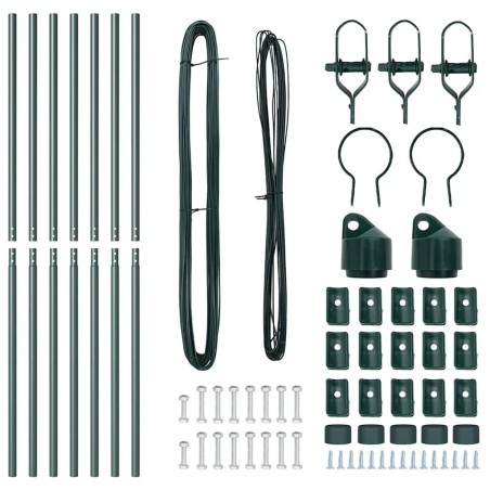 Set de poteaux de clôture 7 pcs Vert Ø32mm 160 cm Métal 