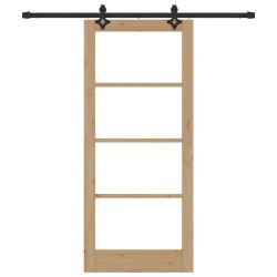 Porte coulissante avec quincaillerie 'ORKDAL'en bois massif et verre 
