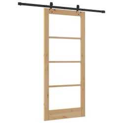 Porte coulissante avec quincaillerie 'ORKDAL'en bois massif et verre 