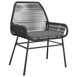 Ensemble de Salle à Manger de Jardin 3 Pièces Avec Coussins Noirs en Poly Rattan 