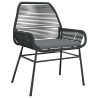 Ensemble de Salle à Manger de Jardin 3 Pièces Avec Coussins Noirs en Poly Rattan 
