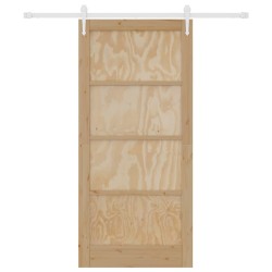 Porte coulissante avec ensemble matériel 93x202 cm en bois massif de pin 