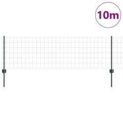 Clôture Euro avec 5 poteaux en U Vert 0.6x10 m Acier 
