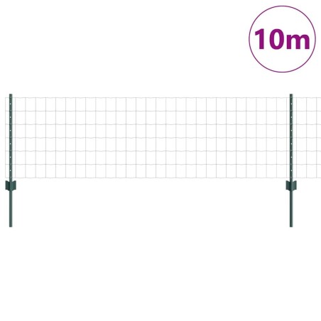 Clôture Euro avec 5 poteaux en U Vert 0.6x10 m Acier 