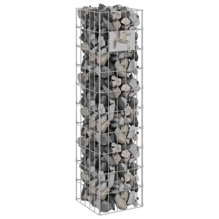 Colonne Gabion avec Robinet d'Eau 100x25x25 cm Acier Inoxydable 304 