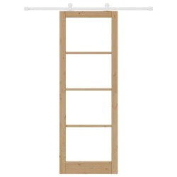 Porte Coulissante avec Quincaillerie 'ORKDAL'en Bois Massif & Verre 