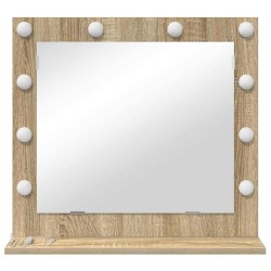 Miroir de vanité avec lumières LED Chêne Sonoma 60x55x18 cm 