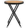 Table à thé Noir 60 cm Résine tressée et bois d'acacia solide 