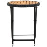 Table à thé Noir 60 cm Résine tressée et bois d'acacia solide 