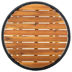 Table à thé Noir 60 cm Résine tressée et bois d'acacia solide 