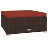 Repose-pied de jardin et coussin Marron 70x70x30 cm Poly rotin 