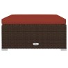 Repose-pied de jardin et coussin Marron 70x70x30 cm Poly rotin 