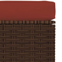 Repose-pied de jardin et coussin Marron 70x70x30 cm Poly rotin 