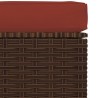 Repose-pied de jardin et coussin Marron 70x70x30 cm Poly rotin 