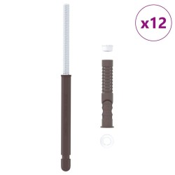 Supports de étagère flottante 12 pcs Marron Ø10 x 170 mm Acier 