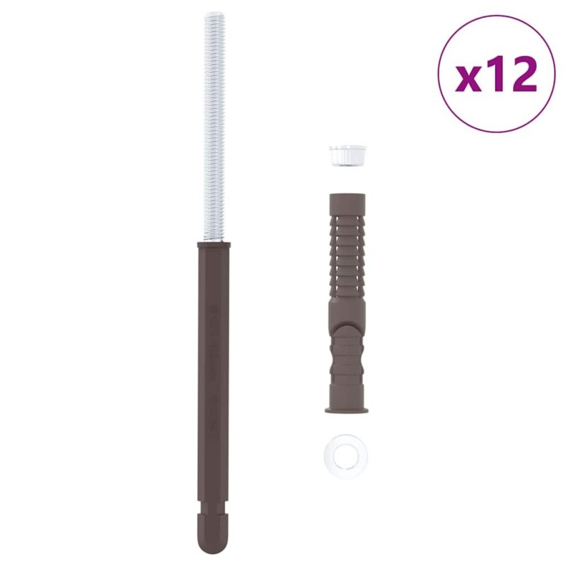 Supports de étagère flottante 12 pcs Marron Ø10 x 170 mm Acier 