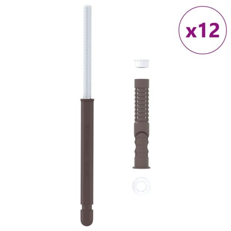 Supports de étagère flottante 12 pcs Marron Ø10 x 170 mm Acier 