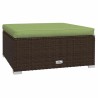 Repose-pied de jardin et coussin Marron 70x70x30 cm Poly rotin 