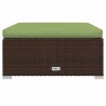 Repose-pied de jardin et coussin Marron 70x70x30 cm Poly rotin 