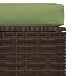 Repose-pied de jardin et coussin Marron 70x70x30 cm Poly rotin 