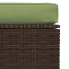 Repose-pied de jardin et coussin Marron 70x70x30 cm Poly rotin 