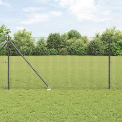 Clôture en fil soudé avec 13 piquets grises 1.2x25 m en acier 