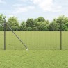 Clôture en fil soudé avec 13 piquets grises 1.2x25 m en acier 