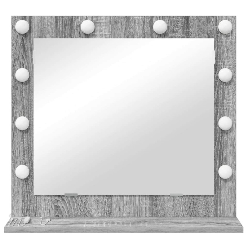 Miroir de vanity avec lumières LED Gris Sonoma 60x55x18 cm 
