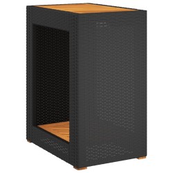 Table d'appoint de jardin dessus en bois noir 60x40x75 cm 