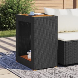 Table d'appoint de jardin dessus en bois noir 60x40x75 cm 
