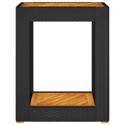 Table d'appoint de jardin dessus en bois noir 60x40x75 cm 