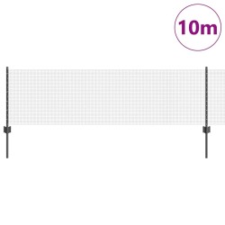 Clôture en fil soudé avec 5 poteaux en U gris 0.6x10 m 