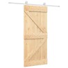 Porte coulissante et kit de quincaillerie 90x210 cm pin massif 