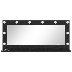 Miroir de coiffeuse avec lumières LED Bois noir 100x45x18 cm 