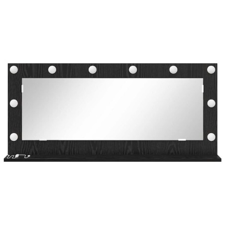 Miroir de coiffeuse avec lumières LED Bois noir 100x45x18 cm 