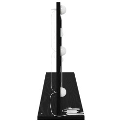 Miroir de coiffeuse avec lumières LED Bois noir 100x45x18 cm 