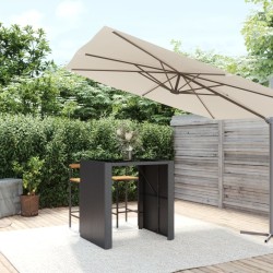 Table de bar et dessus en verre noir 105x80x110 cm poly rotin 