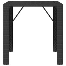 Table de bar et dessus en verre noir 105x80x110 cm poly rotin 