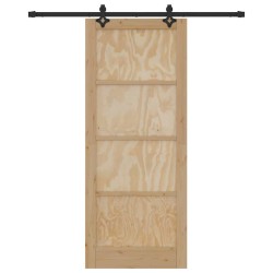 Porte Coulissante avec Ensemble de Quincaillerie 86x211 cm Bois Massif de Pin 
