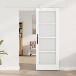 Ensemble de porte coulissante avec quincaillerie Blanc 73,5x198,5 cm Bois massif en pin 