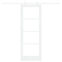 Ensemble de porte coulissante avec quincaillerie Blanc 73,5x198,5 cm Bois massif en pin 