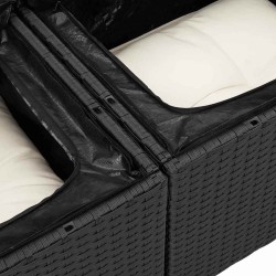 Ensemble de canapé de jardin 3 pièces avec coussins noir poly rotin 