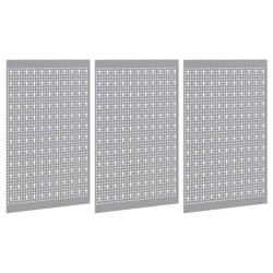 Panneaux perforés - Pack de 3 avec 15 accessoires, gris, 50x60 cm, acier 