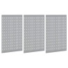 Panneaux perforés - Pack de 3 avec 15 accessoires, gris, 50x60 cm, acier 