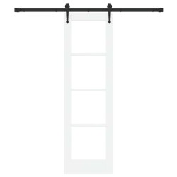 Ensemble de porte coulissante avec quincaillerie blanche 61x198,5 cm en bois massif de pin 