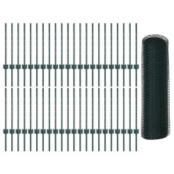 Poteaux de clôture 11 pcs U-Channel Vert 60 cm Acier 