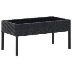 Table de jardin Noir 75x40x37 cm Résine tressée 